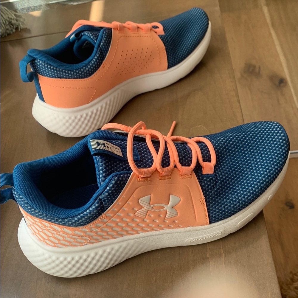Under Armour Blue and Orange Sneakers Breathable Mesh Comfort
